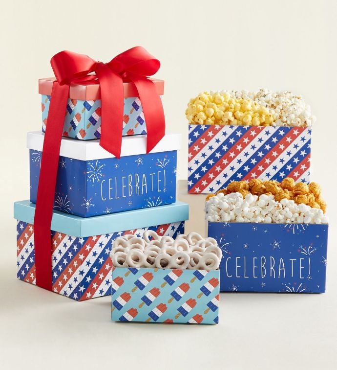 Red Pop And Blue 3 Box Gift Tower